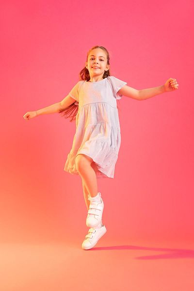 DeFacto Κοριτσίστικο λαιμόκοψη κοντό μανίκι Glitter χτενισμένο βαμβακερό φόρεμα X3859a622sm