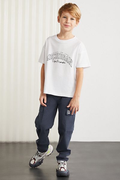 GRIMELANGE Paddy Boy 100% Cotton Printed Short Sleeve Relaxed Fit White T-shirt