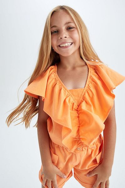 DeFacto Girl's V-Neck Flounce Sleeveless Blouse X6991a622sm