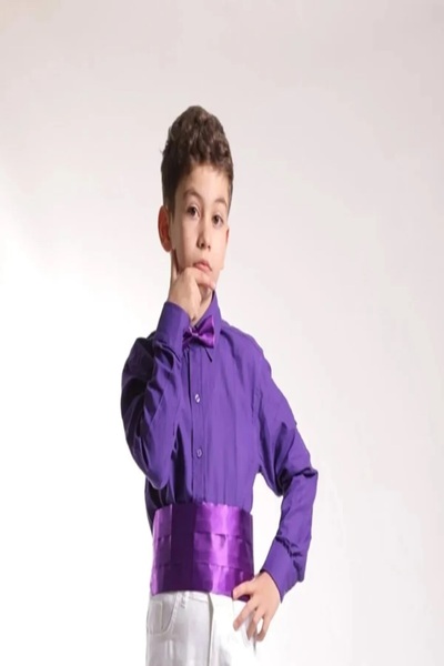 NOBLE STORE Erkek Çocuk Klasik Dakron Gömlek Gösteri Kıyafeti Noble55