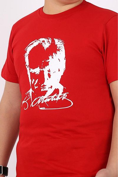 Çiggo Kids Unisex Ataturk Printed and Turkish Flag Cotton Kids T-Shirt for Girls Boys (UNISEX) 5-13 Years