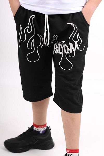 Çiggo Kids Capri/pantaloni scurți/bermude din bumbac pieptănat pentru băieți cu buzunare imprimate cu flacără