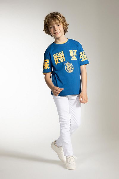 DeFacto Boy's Oversize Fit Crew Neck Printed Short Sleeve T-Shirt A0450a823sm