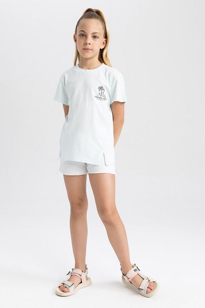 DeFacto Girl's Back Printed Short Sleeve T-Shirt A1778a823hs