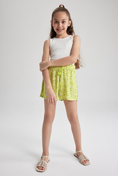 DeFacto Girl's Flower Patterned Viscose Shorts T3846a623hs