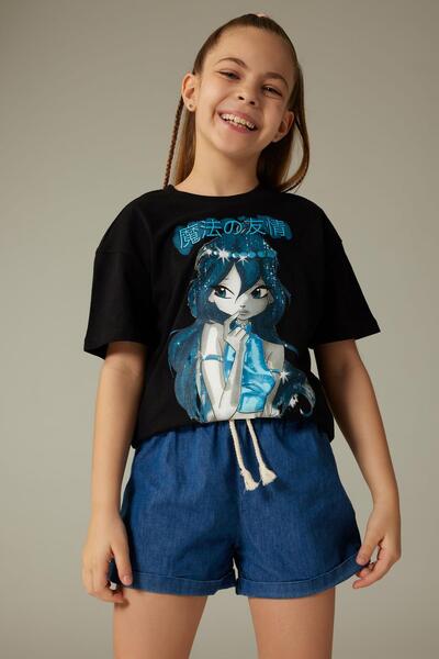 DeFacto Тениска с къс ръкав за момичета Winx Club Relax Fit Z8904a623sm
