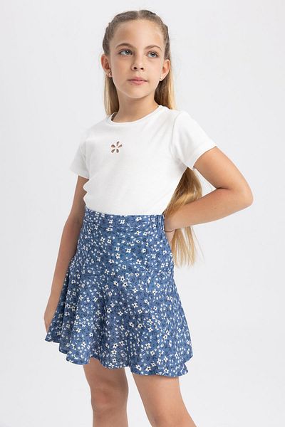 DeFacto Fustă de viscoză cu modele florale pentru fete Z8947a623sm
