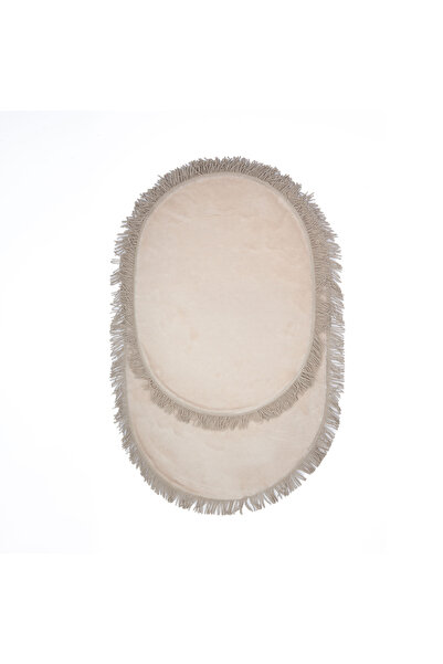 MK HOMETEKS Mk-hometeks Sade Oval Büyük Bej Model Püsküllü 2’li Banyo Paspas ...