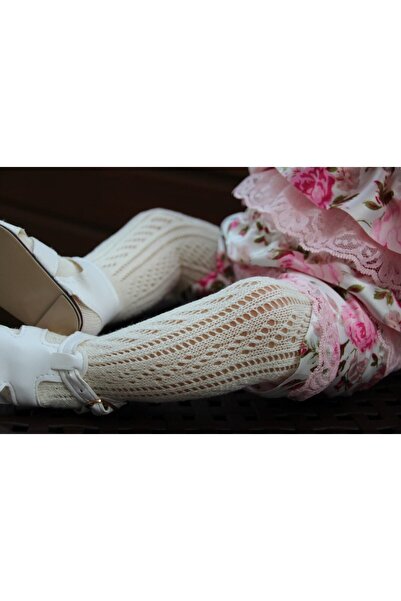 BEBEĞİME ÇORAP File Külotlu Çorap Kız Bebek / Kız Çocuk - Krem