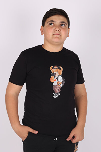 çiko kids Unisex Cool Teddy Bear Printed Crew Neck Basic Children's T-shirt