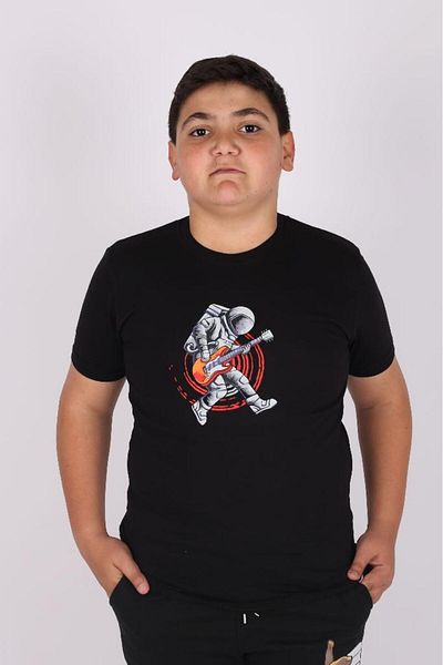 Çiggo Kids Tricou de bază pentru copii, unisex, chitarist, astronaut, imprimat