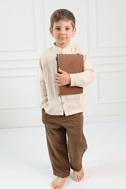 Cuckoo Cotton Müslin Çocuk Gömlek Hakim Yaka Krem