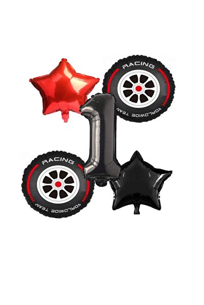 MYLOCK مجموعة بالونات من رقائق معدنية على شكل نجمة وأرقام سوداء للسباق، العمر 1