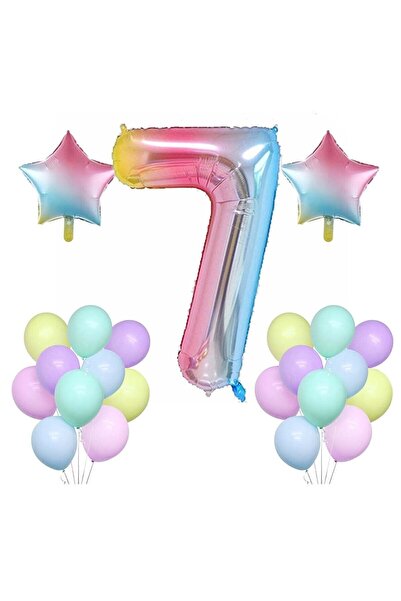 Generic Brand Rainbow Concept 7Th Birthday Party Celebration Set; Number and ...