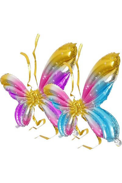 RÖNESANS PARTİ Star Angel wing Foil Balloon Rainbow Color 84X60 cm