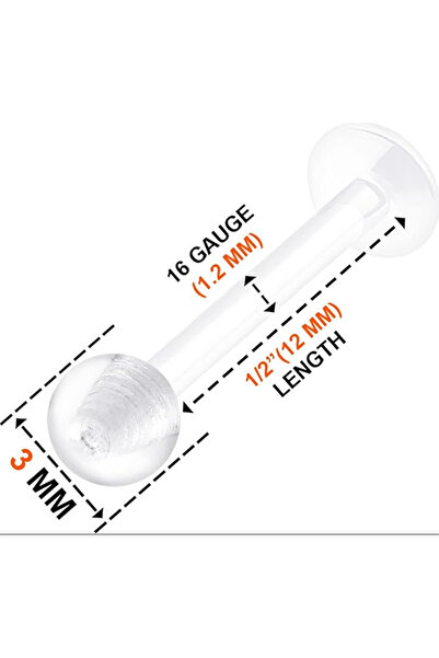 Takıparkxs Anti Alerjik Biyo Plast Şeffaf Üç Adetlik Sekiz Milim Labret Piercing Set