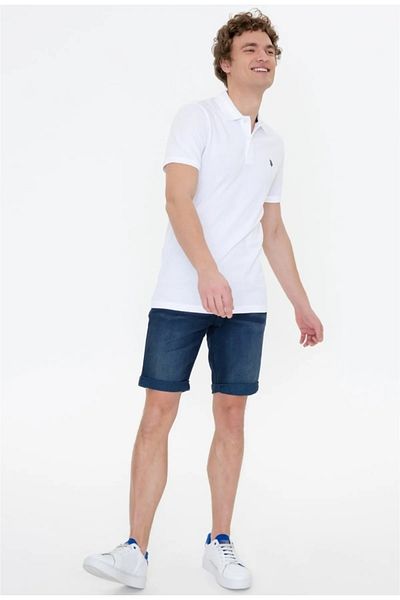 U.S. Polo Assn. Ανδρικό μπλουζάκι US Polo Assn.White Slim Fit Polo Neck - Χωρίς τσέπη
