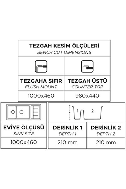 RealStone GRANİT EVİYE P024 ARTEMİS 100 BEYAZ (100 X 46)