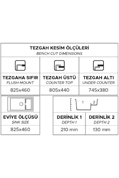 RealStone GRANİT EVİYE P023 KNİDOS BEYAZ (82,5 X 46)