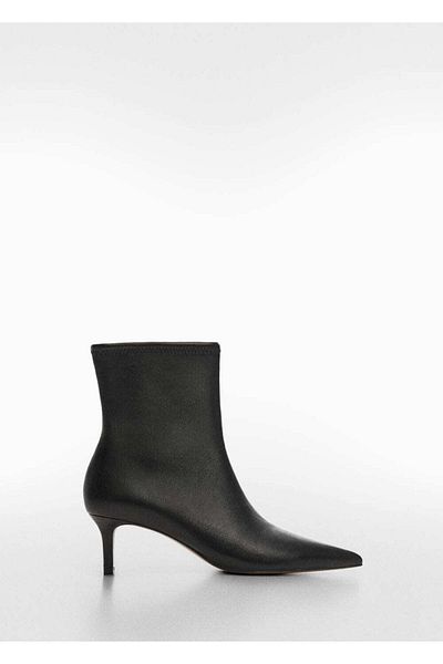 MANGO Woman Stiefel aus Leder mit kleinem Absatz