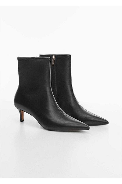 MANGO Woman Stiefel aus Leder mit kleinem Absatz