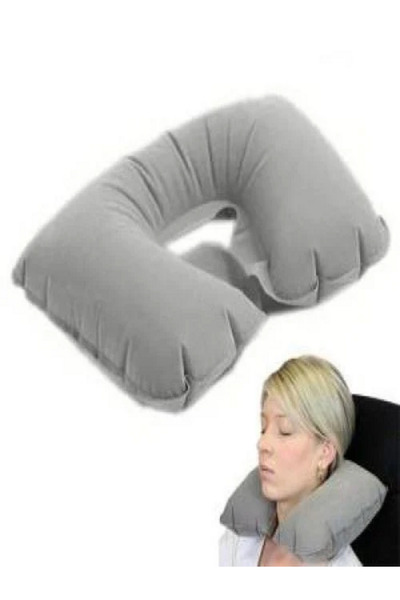Alfa Life Marketing Gray Navy Blue Inflatable Travel Pillow