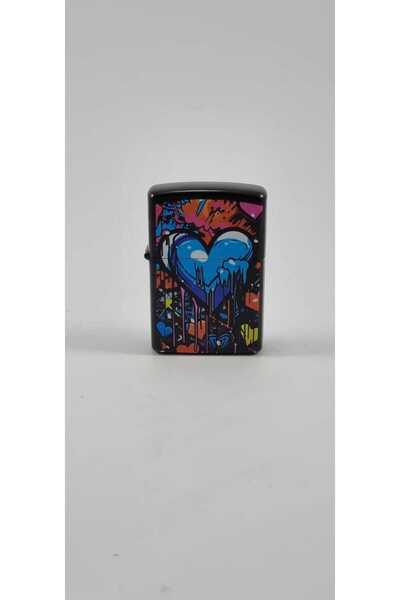 Zippo Modeli Siyah Benzinli Baskılı Çakmak
