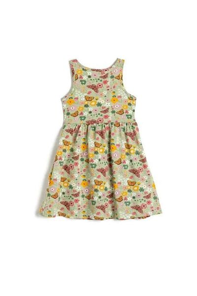 Koton Girl's Midi Dress Sleeveless Round Neck Butterfly Printed Cotton
