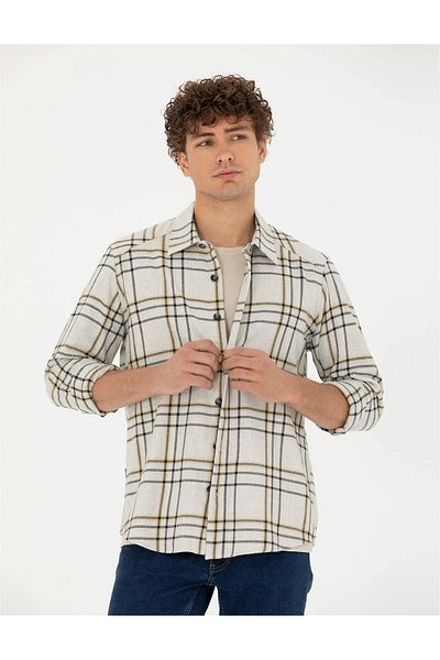 Pierre Cardin Ανδρικό μακρυμάνικο πουκάμισο Oversize - Μπεζ