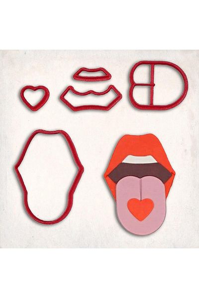 Butedo 5-Piece Heart Tongue Detailed Cookie Mold Set