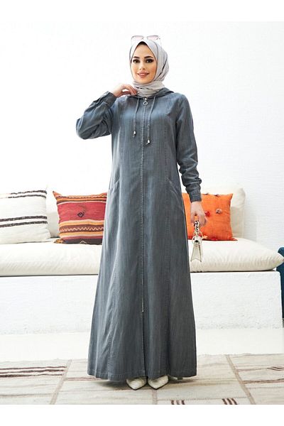 Neways Hooded Denim Ferace - Gray - Neways