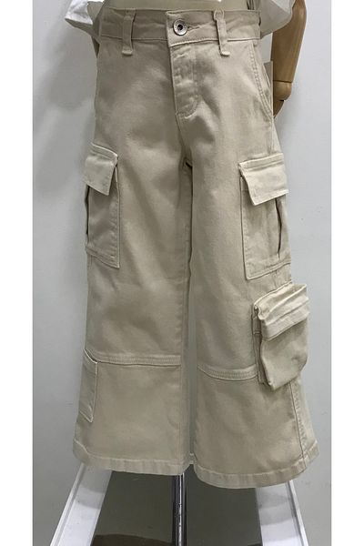 Çikoby Girl's Cargo Stone Color Jeans
