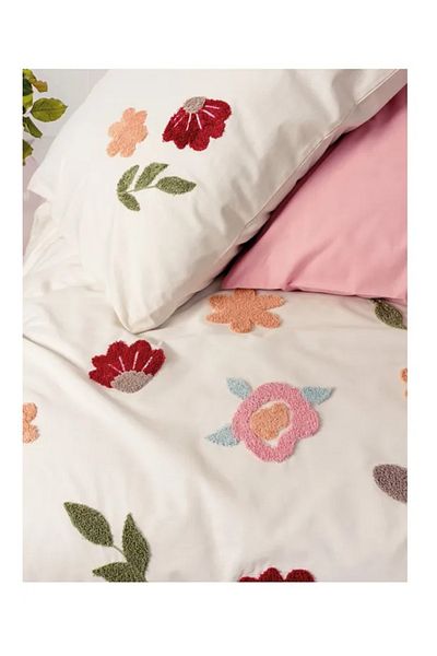 ŞENER HOME Σετ Παπλωματοθήκης Cottonbox Puff Διπλό Κεντημένο - Blossom Salmon