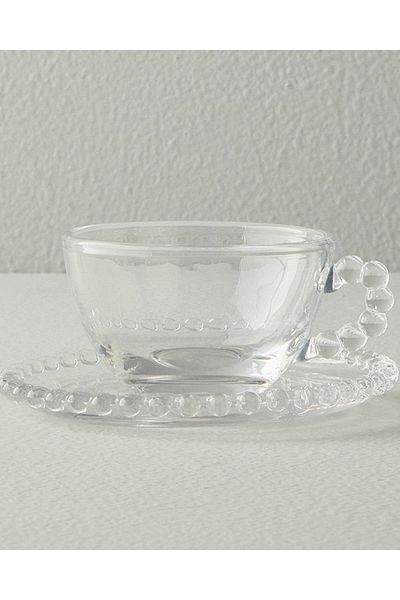 English Home Glass 8-Piece 4-Person Teacup Set Transparent