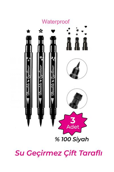 GXMPRO Eyeliner, Waterproof Double Sided Eyeliner - Eye Liner Star, Flower, Heart Eyeliner (3 Pieces)