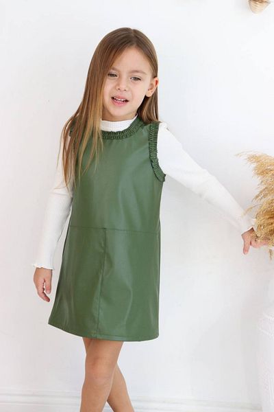 Tarz Çocuk Girl's Corded Bady Leather Gilet Style Combination