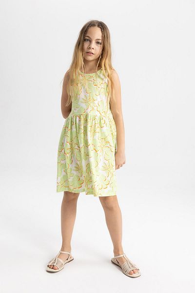 DeFacto Girl's Patterned Sleeveless Dress B4338A824SM