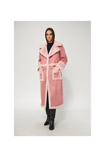 Redpoint Jackets Suni Kürklü Uzun Süet Kaban Pudra