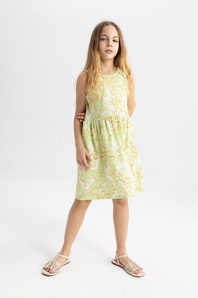 DeFacto Girl's Patterned Sleeveless Dress B4338A824SM