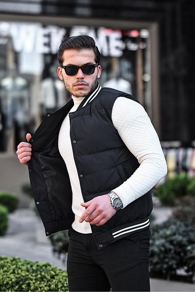 PRİFALDİ Prifaldi Rain and Windproof Fiber Filled Black Men's Puffer Vest
