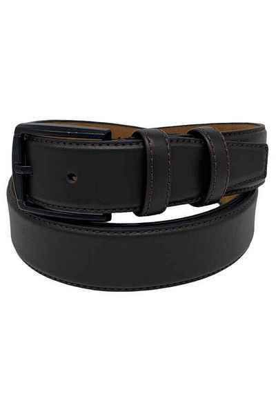 Süzer Deri Καφέ Μεγάλο Μέγεθος Faux Leather Μονόχρωμο 3,5 cm Classic Belt - 8009-battal