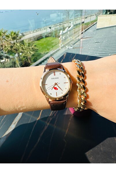 GOLDON Vintage Style Leather Strap Wristwatch