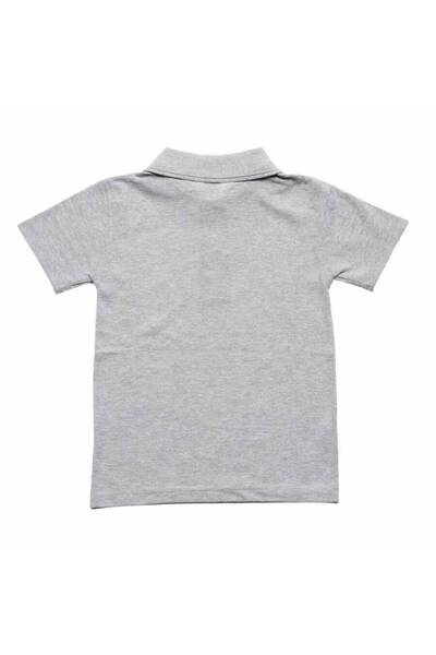 Alme Gray Short Sleeve Straight Collar 6-16 Years Old Child School Lakos T-Shirt T-shirt - 80238-grey