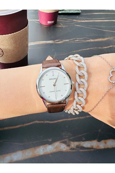 GOLDON Vintage Style Leather Strap Wristwatch