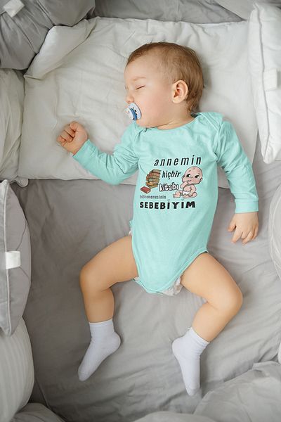 ADABEBEK 100% Cotton Mom's Book That Can't Read Printed Long Sleeve Snap Bodysuit