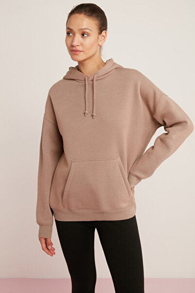 ETHIQUET Γυναικείο φούτερ Carly με φλις εσωτερικά, απαλό, με κουκούλα και κα pockets, oversized fit, ροζ.