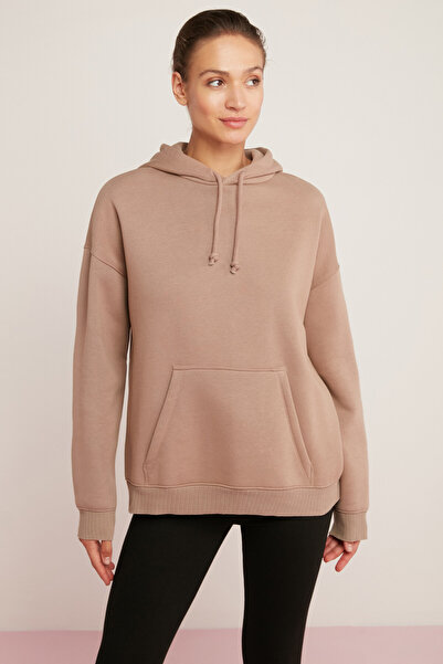 ETHIQUET Γυναικείο φούτερ Carly με φλις εσωτερικά, απαλό, με κουκούλα και κα pockets, oversized fit, ροζ.