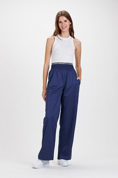 Ecrou Women's Navy Blue Waist Written Rubber Detail Parachute Trousers