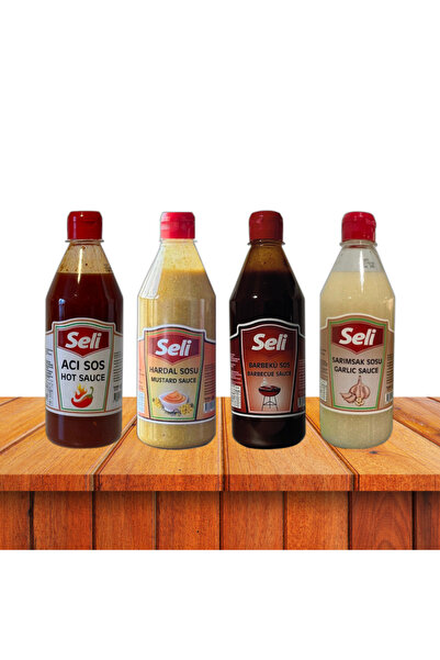 Seli 4 lü Sos Seti (Acı Sos, Hardal Sos, Barbekü Sos, Sarımsak Sos)