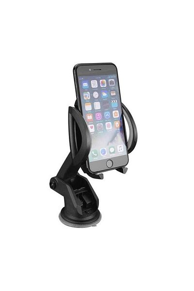 Hytech Hy-Xh25 كوب شفط + حامل هاتف محمول للسيارة بزاوية 360 درجة باللون الأسود والرمادي